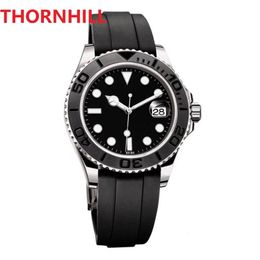 Mens Automatic Mechanical Watches 41mm Stainless Steel Case Sapphire Mirror Time Chain Bracelet Wristwatch Black Rubber Green Supe2189