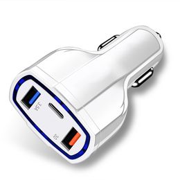 Carregador de PD do tipo C 3 em 1 portas USB Adaptador de energia automática de carregamento rápido 35W 7A Carreiros de carro para iPad iPhone 7 8 12 13 14 Pro Samsung S7 S8 Android Phone