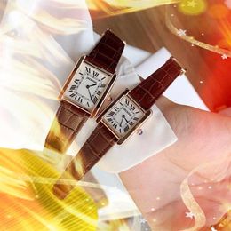 luxury women men tank two pins designer watch 34mm 31mm square roman dial case genuine cow italy leather strap Relogio Feminino La317f