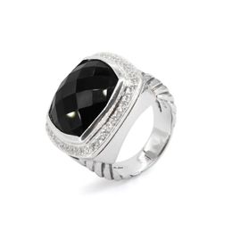 Brand Women's Rings 925 Sterling Silver 17MM Blue Topaz Black Onyx Turquoise Smoky Quartz Amethyst Ring for Women297x