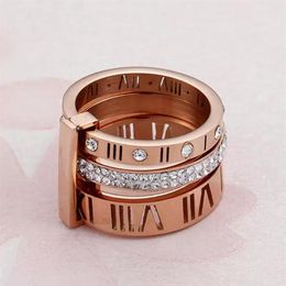 2023 Ring Designer Women Stainless Steel Rose Gold Roman Numeral Ring Fashion Wedding Engagement Jewellery Birthday Gift no box2959
