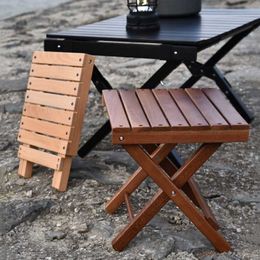 Camp Furniture Tryhomy Outdoor Folding Stool Portable Beech Wood Stool Sketching Stool Self-driving Picnic Camping Solid Wood Chair HKD230909