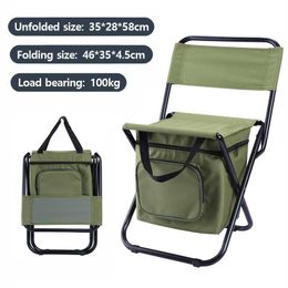 Camp Furniture Outdoor Portable Folding Chair 2 in 1 Multifunctional Camping Fishing Chair With Storage Bag Convenient Wear-resistant HKD230909