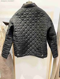 Womens Down Parkas 2022 Autumn and winter new fashion mens jackets highquality argyle shaped sewing design black cotton padded clothes single breasted design top de
