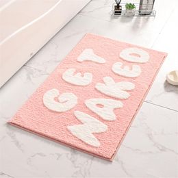 Bath Mats Pink Bath Mat Get Naked Alphabet Soft Flocking Carpet Shower Foot Pad Entrance Doormat Water Absorption Rugs Bathroom De276z