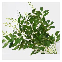 Decorative Flowers Wreaths 10 Pcs/Lot Artificial Willow Leaves Bouquet Fake Wedding Arrangements Backdrop Decoration Jungle Decor Otp2C