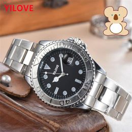 Top Model Men 40mm Watch Quartz Imported Movement Male Clock Full Stainless Steel Waterproof Business Multi-function Luminous Laye279S