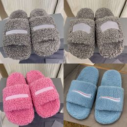 Designer Women Fur Wool Slides Rubber Sandals Winter Slippers Men Furry Warm Letters Sandals Luxury Comfortable Fuzzy Girl Flip Flop Slipper Size 35-45 With Box NO469