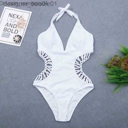 Womens Swimwear Womens Swimwear Sexy White Halter Cut Out Bandage Trikini Swim Bathing Suit Monokini Push Up Brazilian Swimwear Women One Piece Swimsuit Z230706 L23