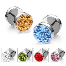 Update Stainless Steel Dumbbell Stud Earrings Women Mens Diamond Ear Rings Hip Hop Fashion Jewellery