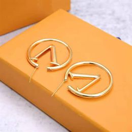 Luxury big gold hoop earrings designer for women 4cm orrous letter-L brand Circle Simple stud earring New Wedding Lovers gift enga191w