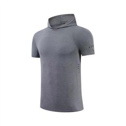 lu-6693 summer quick-drying running clothes fitness clothes European and American men's sports T-shirt short-sleeved hoodie P183T