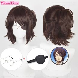 Cosplay Wigs Final Season 4 Anime Attack on Titan Hange Zoe Cosplay Wig Dark Brown Hair With Eye Patch Heat Resistant Fiber Hair a wig cap 230908