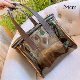 Fashion Designers Clear Cosmetic Bags Jelly Cosmetics Cases Toiletry Kits Luxury Handbags Purses Small Shopping Bag Printed Flower273O