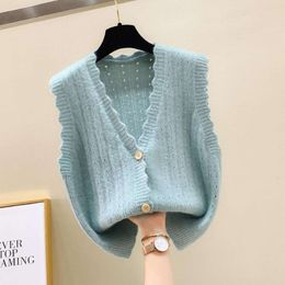 Autumn Womens Vest Knitted Cardigan Loose Short Western Style Coat