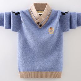 プルオーバーコットン服の子供用セーター冬の編みの男の子服230909で暖かく保つ