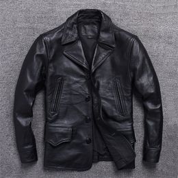 Men's Leather Faux Long Jacket Men Genuine Wind Coat Classic Black Plus Size Cowhide Casual Cloth 230908