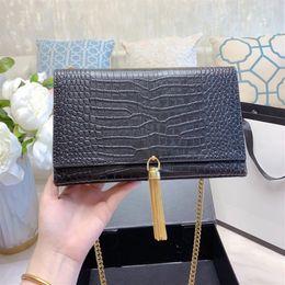 Wallets Luxurys Designers Bags Messenger Women Shoulder Bag Handbags Gold Or Silver Chain Handbag Purse KATE Tasselled Shiny Crocod243B