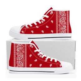 Dress Shoes Bandana Paisley High Top Sneakers Mens Womens Teenager Black White Red Blue Canvas Sneaker couple Casual Shoe Customise Shoes 230908