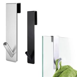 Hooks & Rails Bathroom Shower Door Hook Over Glass Towel Rack Stainless Steel Drilling Holder HangerHooks190z