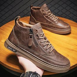 Dress Shoes Men Boots Winter High Top Leather Shoes Fashion Cotton Shoes Fashion Ankle Boots Business Casual Outdoor Shoes Male Sneakers 230908
