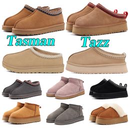 Tazz Slipper Tasman Hausschuhe Damen Ultra Ugh Stiefel Mini Tasman Plattform Schwarz Kastanie Rot Pelz Senfsamen Booties flauschige Pelzstiefel