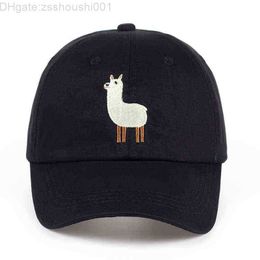 Ball Caps Previous New Unisex Alpaca Embroidery Adjustable Father Hat Men Women Cute Black Beige Baseball Cap 220318 X9TC