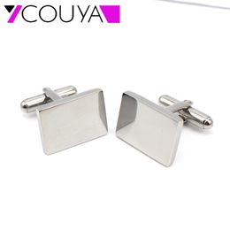 Cuff Links Simple Style 316L stainless steel Cufflinks rectangle shape business cufflinks blank for man Shirt Button Christ 230909