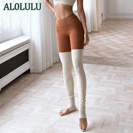 AL0LULU Women's Classic Yoga Pants Double Nude Skinny Brushed Gym Pants Hip Lift High Waist Leggings266r