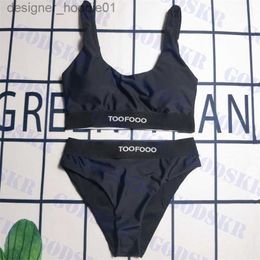 Women's Swimwear Womens Black Bikini Set Brand Swimsuit Sports Tanks Underwear For Women Split Swimwear L230909