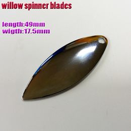 Baits Lures 304 pure Stainless steel willow spinner blades smooth size 4 kinds 50pcs lot 230909