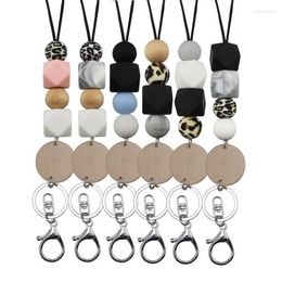 Keychains ID Badge Holder Teacher Lanyards Business Card Beaded Lanyard Necklace Breakaway Key Chain Silicone Office School Suppli256A