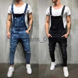 Men's Jeans Fashion Men's Ripped Jeans Jumpsuits High Street Distressed Denim Bib Overalls For Man Suspender Pants Size S-4XL x0909