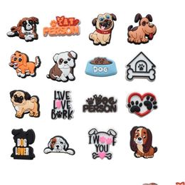 Shoe Parts Accessories Cute Dog Pvc Charm Garden Shoes Decorations For Clog Jibz Kids Pets Cartoon Wristband Buckle Button Drop Delive Dhpod