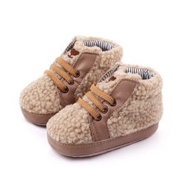 First Walkers born baby boy shoes fashion teddy velvet sneaker for cotton soft sole infant toddler crib 230909