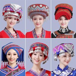 Hmong Miao Dance Hat For Women Party Traditional Clothing Hats With Tassel Accessories Festival Performance Headwear Vintage Headd212q