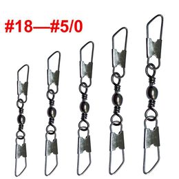 Fishing Hooks 100pcs lot Barrel Swivels with Double Safety Snaps 18 5 0 Stainless Steel Connector Swivel Hook Carp Tackle 230909