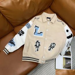 Mens Jackets Designer Jacket Varsity Coats Men Leather Coat Flocked Sleeve Baseball Uniform Fashion Button Plus Drop Delivery Apparel Dht8H