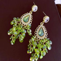 Green Rock Crystal Earrings Wedding Accessories Gemstone Jewelry for Party Evening314R