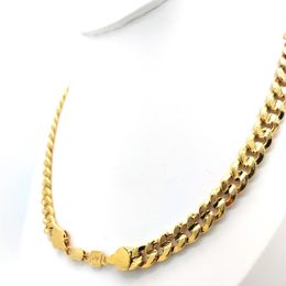 Mens Miami Cuban link Chain Necklace 18K Gold Finish 10mm Stamped Men's Big 24 Inch Long Hip Hop285a
