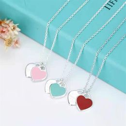 Necklaces & Pendants Designer high quality fashion fashion silver pendant high-end craft Jewellery with the official logo blue heart338n