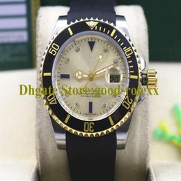 Luxury Men's Crown Watch Automatic Diamond Gold Watches Black Blue Golden Ceramic Rubber Strap 116618 Dive 116619 Sport Wrist233V