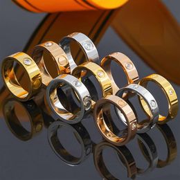 Drop Ship 4mm 5mm 6mm titanium steel Unisex love couple ring men women rose gold desinger rings jewelry for lovers couple gift siz2723