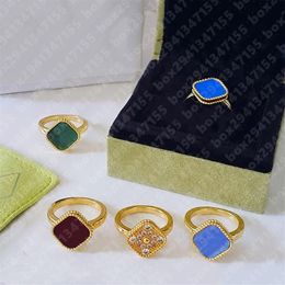 High Quality Designer Rings 4 Four Leaf Clover Rings Fashion Women's Rings Mother of Pearl Rings Size 5-9245a