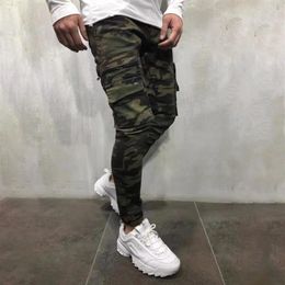 2019 Men's Pants Army Green Camouflage Slim Long Pants Patchwork Casual Jeans Men Modis Streetwear279S