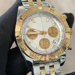 CHRONOMAT WATCHES SILVER DIAL ROSE GOLD STAINLESS STEEL ref CB0140 Quartz Chronograph Working Men's Watch263b