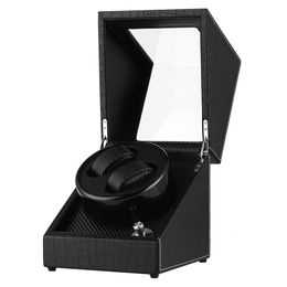 Black Automatic Watch Winder US UK AU EU Plug Adapter Mechanical Self Winding Box Double Motor Shaker Holders New Arrival 2019267f