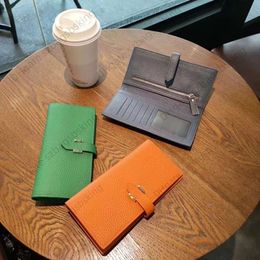 High-end leather long wallets brand design coin purse female leather draw belt money clip fashion women holding Baotou layer cowhide ultra-thin wallet card bag