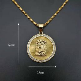 Pendant Necklaces Hip Hop Gold Color Stainless Steel Jesus Piece Pendants For Men Rapper Jewelry Drop229S