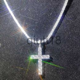 Pendant Necklaces Shining Diamond Stone Cross Pendants Necklace Jewellery Platinum Plated Men Women Lover Gift Couple Religious Jewellery x0909